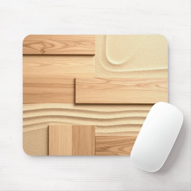 Mousepad Geometric Wood On Sand Design (Com mouse)