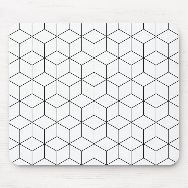 Mousepad Geométrico Moderno, Preto E Branco (Frente)