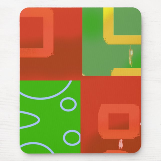 Mousepad Geométrico Verde Vermelho de Natal (Frente)
