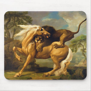 Mousepad George Stubbs   um leão que ataca um cavalo,