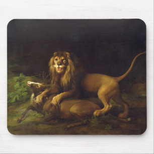 Mousepad George Stubbs um leão que ataca um veado, c.1765