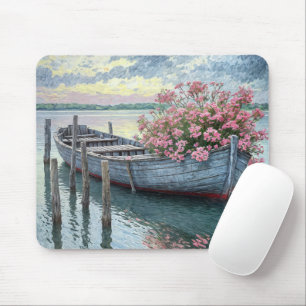 Mousepad Gerânios Rosa em Rowboat Russo
