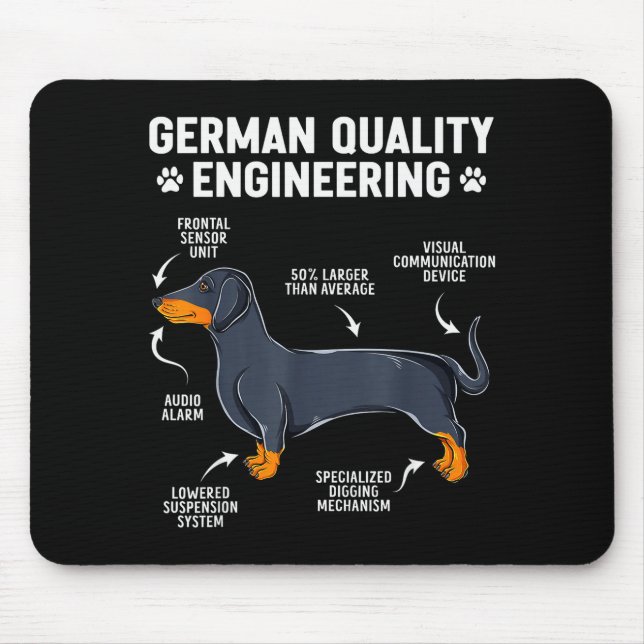 Mousepad German Engineering Dachshund Lover Funny Doxie Dog (Frente)