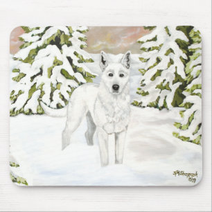 Mousepad German shepherd branco na proteção do mouse na nev