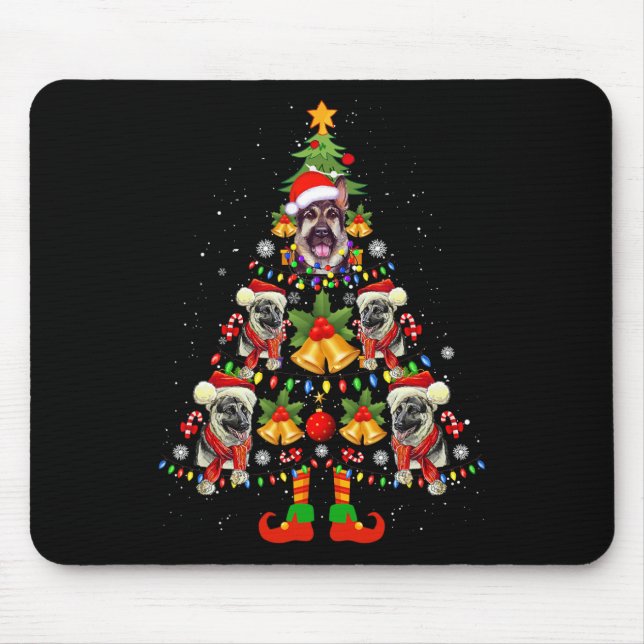 Mousepad German shepherd Cachorro Santa Hat Árvore de Natal (Frente)