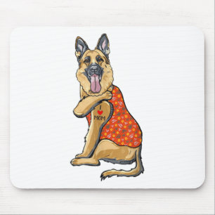 Mousepad German shepherd Cachorro Tatuagem Eu Amo Mamãe Flo