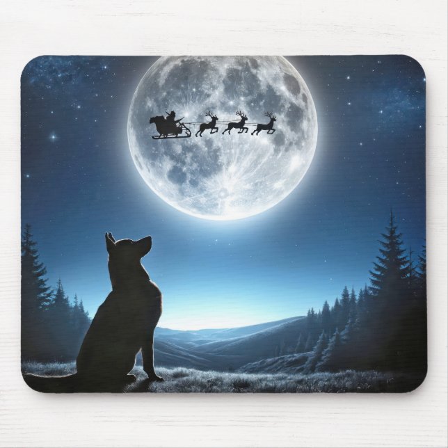 Mousepad German shepherd Cão Observando Papais noeis (Frente)