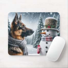 Mousepad German shepherd Com Neve Falido