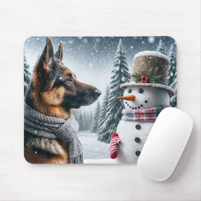 Mousepad German shepherd Com Neve Falido (Com mouse)