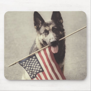 Mousepad German shepherd com sinalizador dos EUA