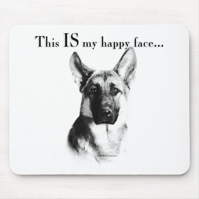 Mousepad German shepherd de rosto feliz (Frente)
