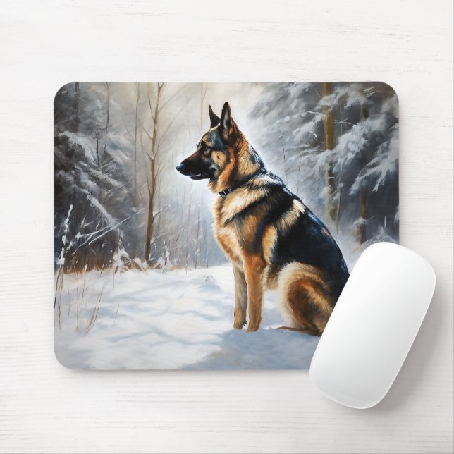 Mousepad German shepherd Deixar nevar no Natal (Com mouse)