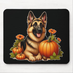 Mousepad German shepherd Descansado com Bombas e Flores