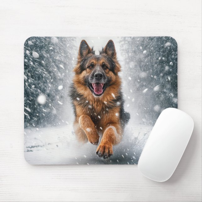 Mousepad German shepherd Em Neve (Com mouse)
