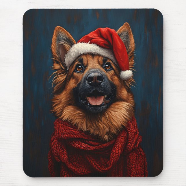 Mousepad German shepherd em um Chapéu Santa (Frente)