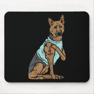 Mousepad German shepherd Eu Amo Mamãe Tatuagem Cachorro K9