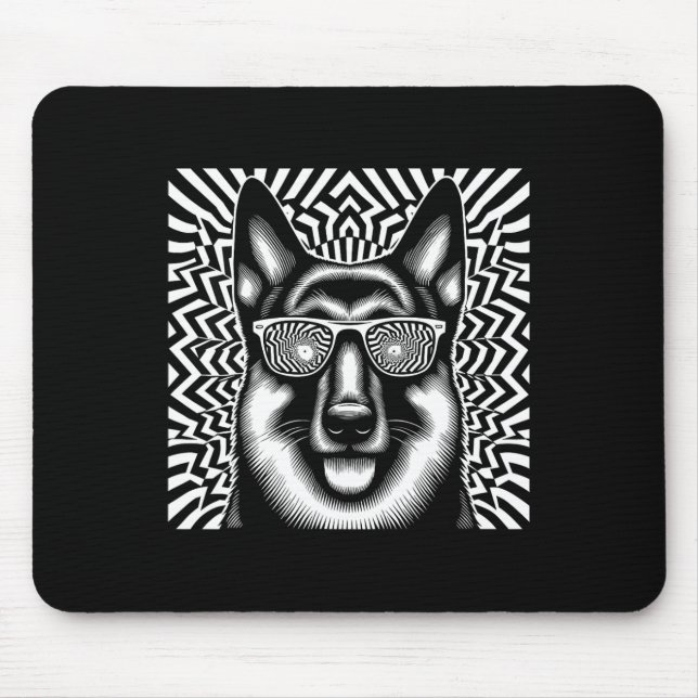 Mousepad German shepherd legal Estilo de Arte Op do Cão Nat (Frente)