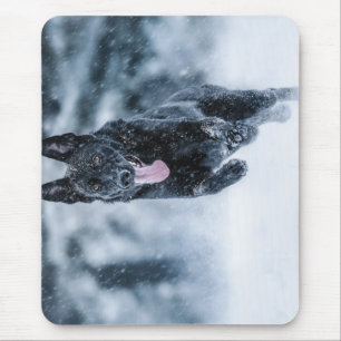 Mousepad German shepherd preto no Cobrir da escova de neve