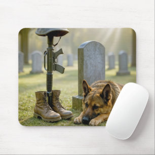 Mousepad German shepherd protegendo o túmulo de um soldado