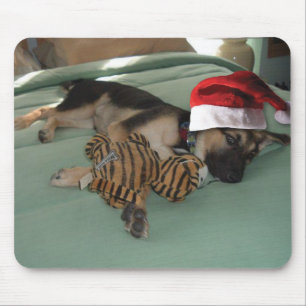 Mousepad German shepherd Pup com Santa Hat
