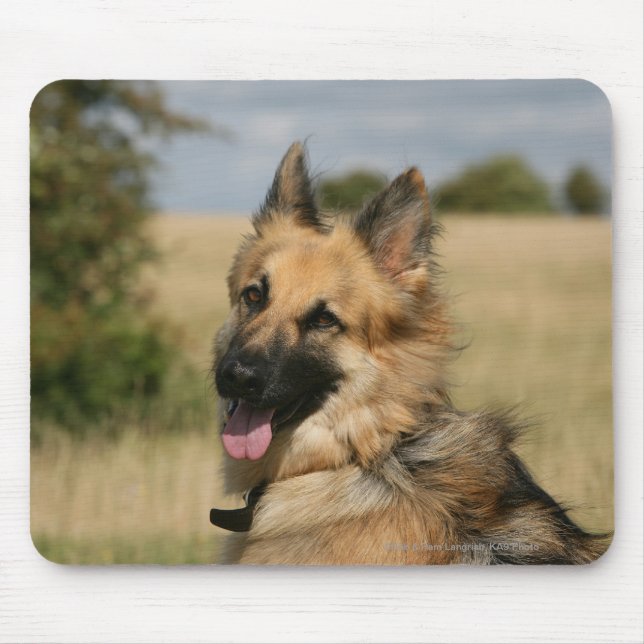 Mousepad German shepherd que cola a língua para fora (Frente)
