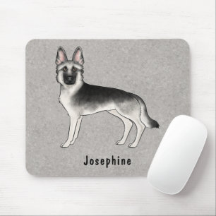 Mousepad German shepherd Silver Sable E Nome Personalizado