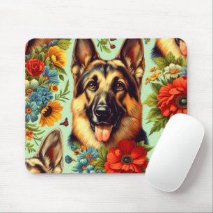 Mousepad German shepherd Vintage Floral