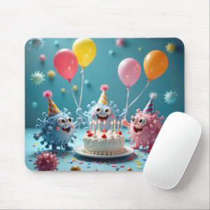 Mousepad Gérmens de Desenho Animado Celebrando um Aniversár