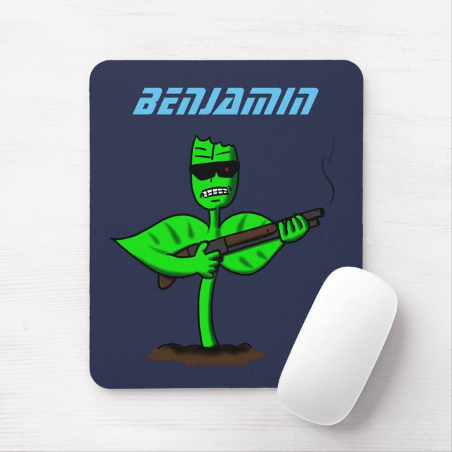 Mousepad Germinador cyborg planta engraçada desenho animado (Com mouse)