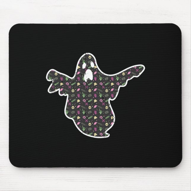 Mousepad Ghost Boo Grim Reaper Pumpkin Padrão Fácil Hallowe (Frente)