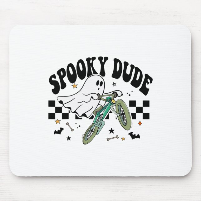Mousepad Ghost Cyclical Bike Retro Halloween Party C (Frente)