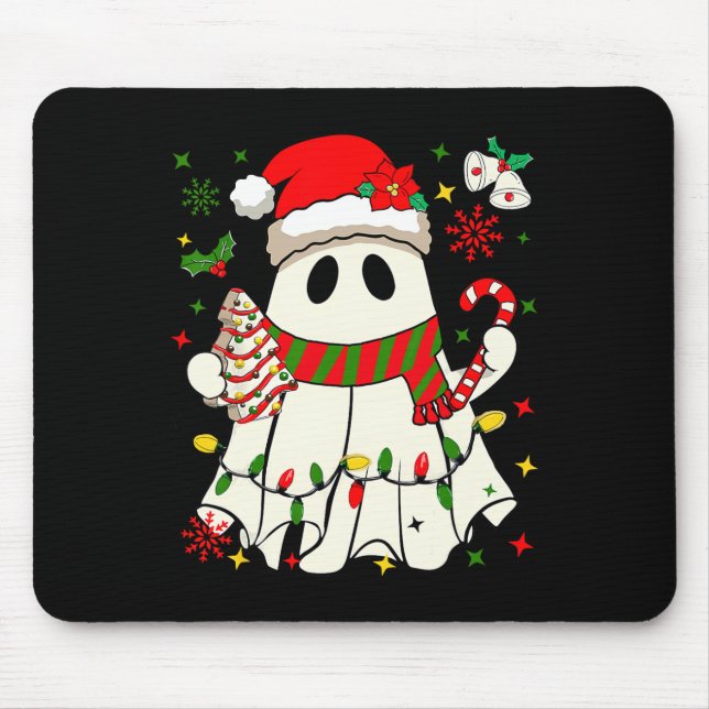 Mousepad Ghost de Natal bonito segurando canas de bolos de  (Frente)