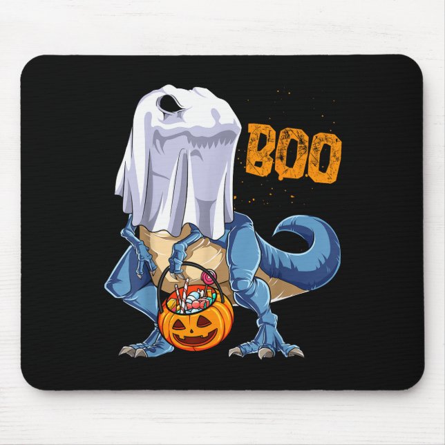 Mousepad Ghost Dinosaur T Rex Funny Boo Halloween Boys Men  (Frente)