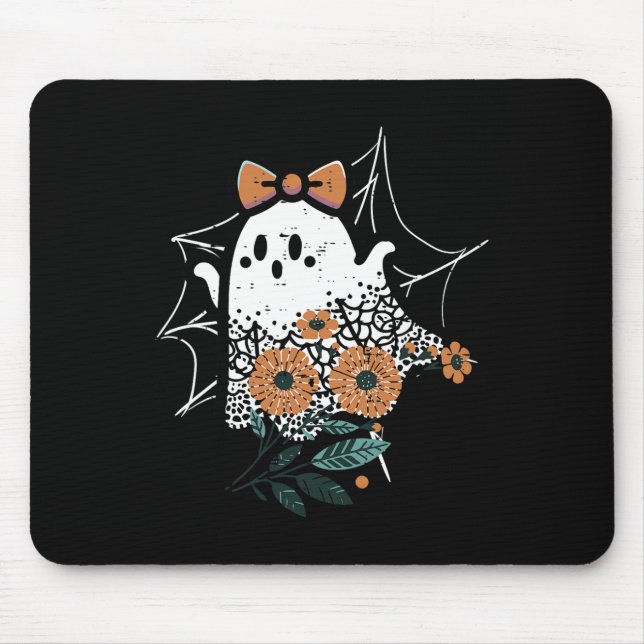 Mousepad Ghost Ghost Dançando Bonito Retro Halloween Menina (Frente)