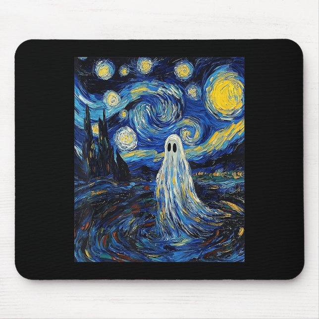 Mousepad Ghost Halloween - Van Gogh Style - Starry Night  (Frente)