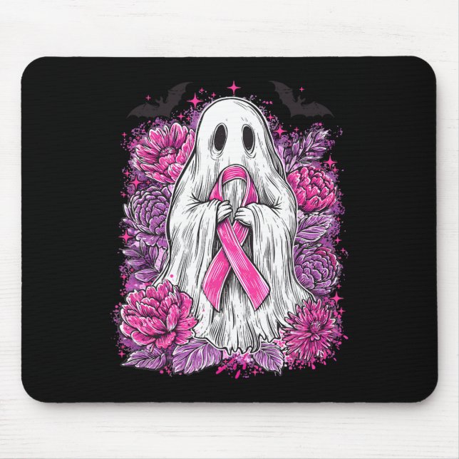 Mousepad Ghost Ribbon Breve Cancer Sensibilização Halloween (Frente)