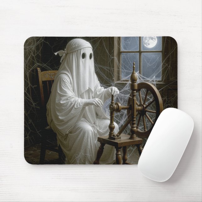Mousepad Ghost Spinning Cobwebs em uma roda giratória (Com mouse)