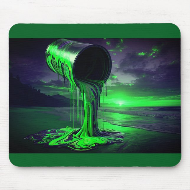 Mousepad Giant Paint Can Pours Paint Onto Sunset Beach  (Frente)
