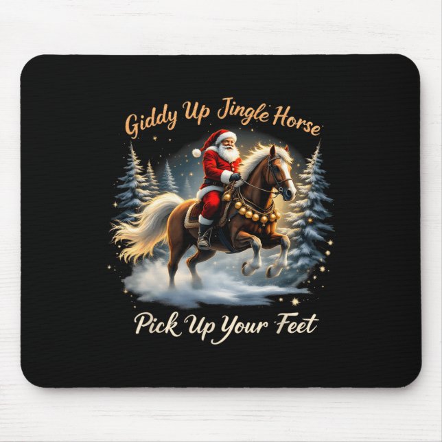 Mousepad Giddy Up Jingle Horse Pegar Seus Pés Papais noeis  (Frente)