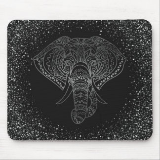 Mousepad Gift do Escritório Tribal do Elefante Floral Silve