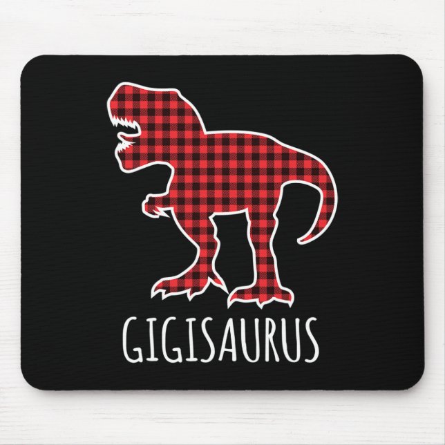 Mousepad Gigisaurus Xadrez de Búfalo Dinossauro Engraçado C (Frente)