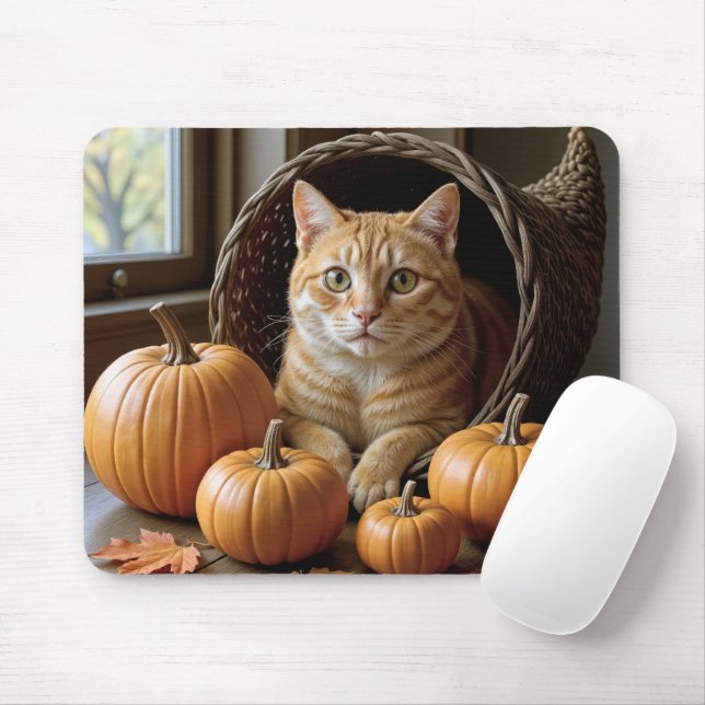 Mousepad Ginger Cat em uma Cornucopia Mais Selvagem (Com mouse)