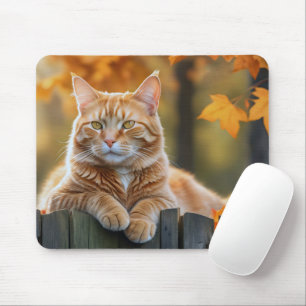 Mousepad Ginger Cat na cerca russa