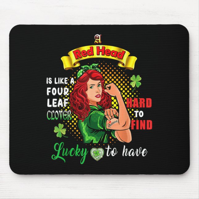 Mousepad Ginger St Patrick Day Irish Women Lucky Redhead Sh (Frente)