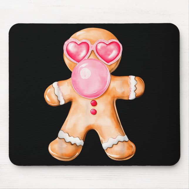 Mousepad Gingerbread Blowing Bubble Gum Nk Sungles Christma (Frente)