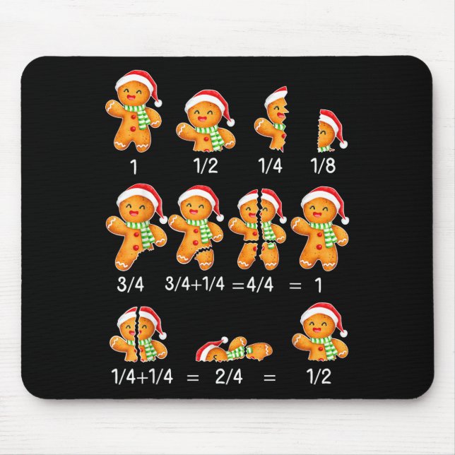 Mousepad Gingerbread Cookie Santa Hat Fraction Math Teacher (Frente)