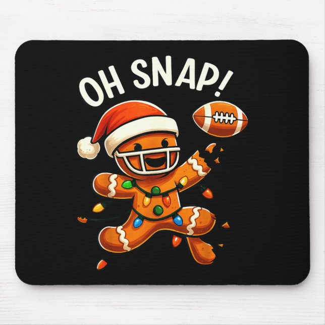 Mousepad Gingerbread Football Oh Snap Christmas Lights Desi (Frente)