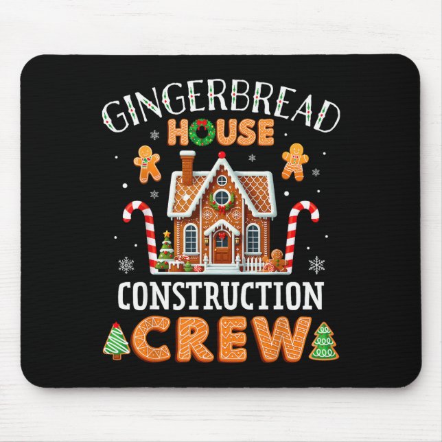 Mousepad Gingerbread House Construction Crew Kids Men Women (Frente)