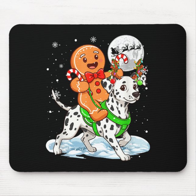 Mousepad Gingerbread Ridding Dalmatian Reindeer Christmas B (Frente)