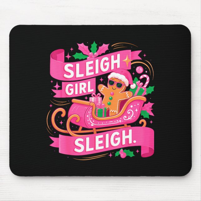 Mousepad Gingerbread Sleigh Girl Nk Funny Christmas Women G (Frente)